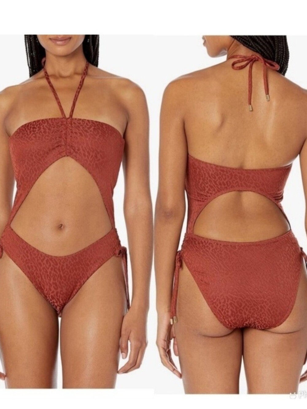 BCBG Rust Cutout One-Piece Swimsuit SZ M. NEW